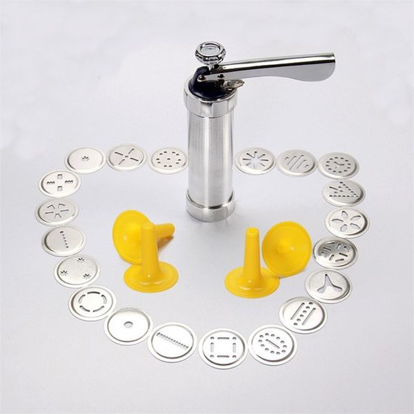 1. "Create beautifully shaped cookies with this versatile baking tool"  
Rewritten: Craft perfectly formed cookies using this multi-purpose baking kit  

2. "Includes 20 different moulds for various cookie designs"  
Rewritten: Comes with 20 varied moulds for diverse cookie patterns  

3. "Features 4 nozzles for different icing patterns"  
Rewritten: Equipped with 4 nozzles to create assorted icing designs  

4. "Easy to use and clean after baking"  
Rewritten: Simple to operate and maintain post-use  

5. "Perfect for home bakers and cookie enthusiasts"  
Rewritten: Ideal for amateur bakers and cookie lovers  

6. "Durable construction for long-lasting performance"  
Rewritten: Sturdy build ensures lasting durability  

7. "Great gift idea for baking lovers"  
Rewritten: Excellent present choice for baking enthusiasts  

8. "Compact design for easy storage"  
Rewritten: Space-saving size for convenient storage  

9. "Suitable for various cookie dough types"  
Rewritten: Works well with different cookie dough varieties  

10. "Enhance your baking experience with professional results"  
Rewritten: Elevate your baking with professional-quality outcomes  

11. "BPA-free materials for safe food contact"  
Rewritten: Food-safe BPA-free construction  

12. "Comes with detailed instruction manual"  
Rewritten: Includes comprehensive user guide  

13. "Perfect for holiday cookie decorating"  
Rewritten: Ideal for seasonal cookie ornamentation  

14. "Create professional-looking cookies at home"  
Rewritten: Make bakery-quality cookies in your kitchen  

15. "All accessories fit neatly in included case"  
Rewritten: All components store compactly in provided container