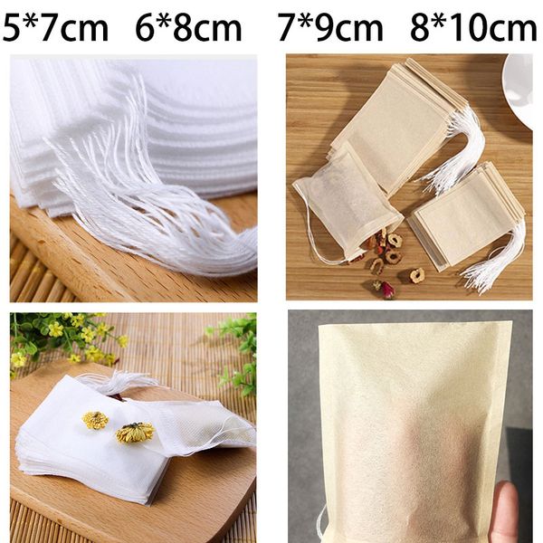 100 biodegradable and compostable unbleached tea filter bags made from wood pulp for loose leaf tea