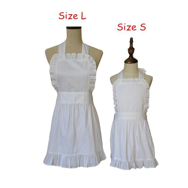 100% pure cotton short Japanese-style white kids apron with playful ruffles