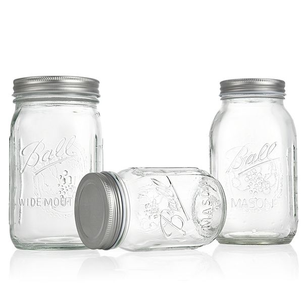 1000ml 34oz borosilicate glass food storage containers with lids, ideal for canning, kitchen use, and as mason jars or mugs