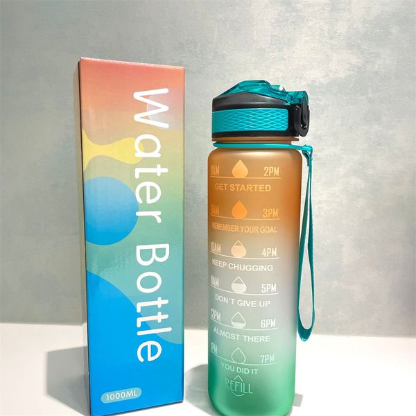 1000ml outdoor sports water bottle with straw, BPA-free, ideal for hiking, camping, and portable hydration