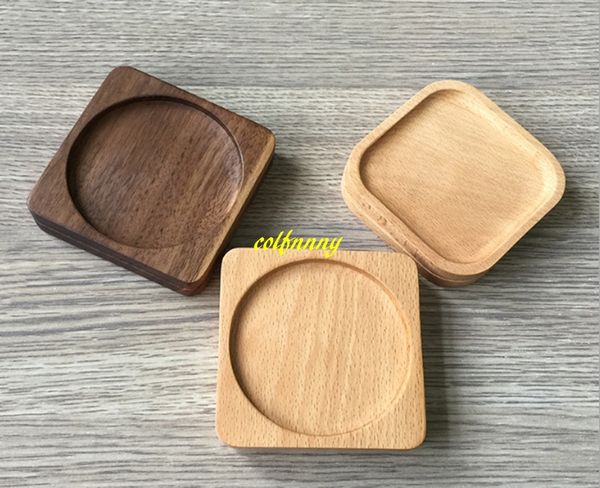100pcs/lot F011 Square Beech Wood Coffee Cup Pads, Black Walnut Wooden Drink Coasters, Solid Wood Tea Mug Mats
