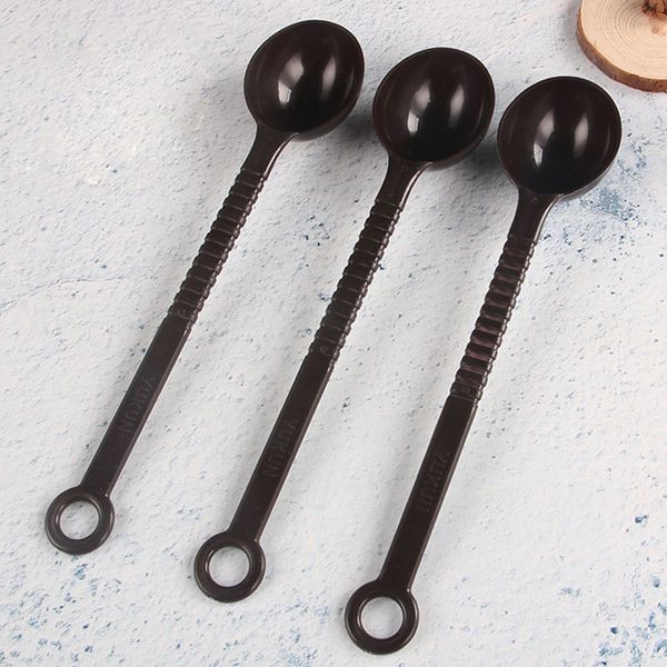 10g brown plastic measuring spoon with long handle for coffee, beans, and fruit powder