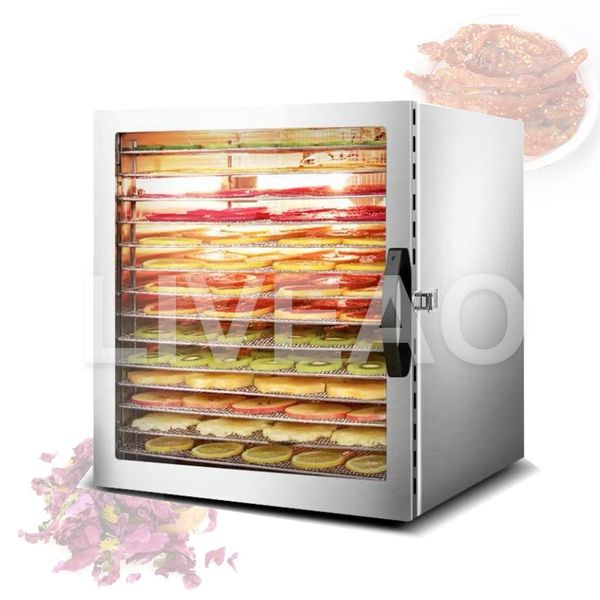 10-layer glass food dehydrator for kitchen with visible drying process