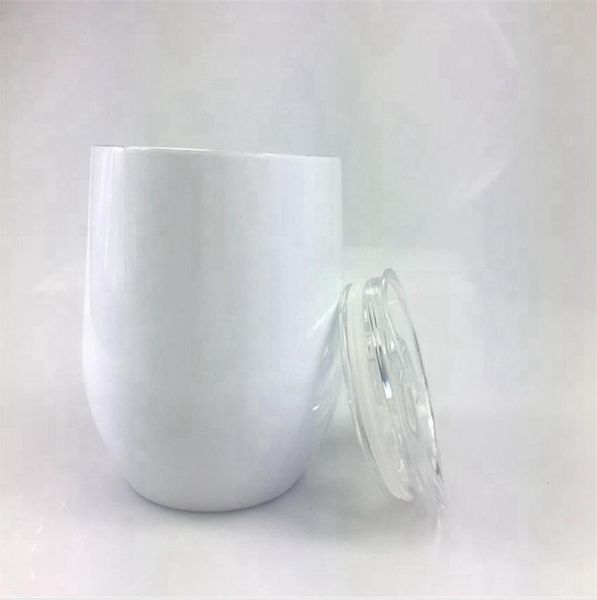 12oz sublimation egg cup stainless steel vacuum wine tumbler with lid, double-wall coffee beer mug, shipped by sea DDA683