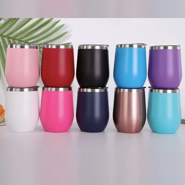12oz wine tumbler with powder coating, insulated stainless steel mug for hot and cold drinks
