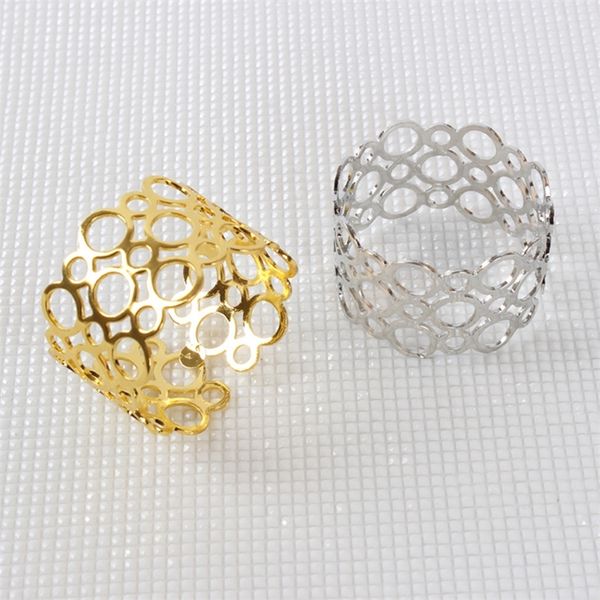 12-piece set of elegant round hollow napkin rings for hotel, wedding, banquet, or desktop decor