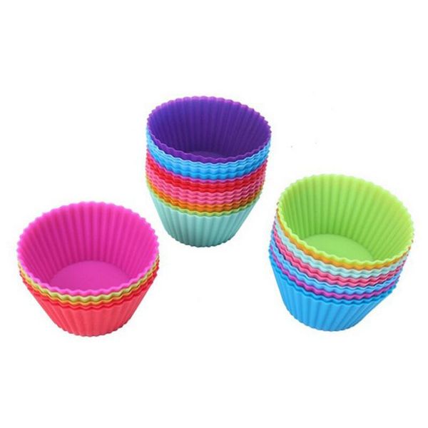 12-piece silicone baking molds for round muffins and cupcakes, perfect for DIY kitchen baking and cake decoration