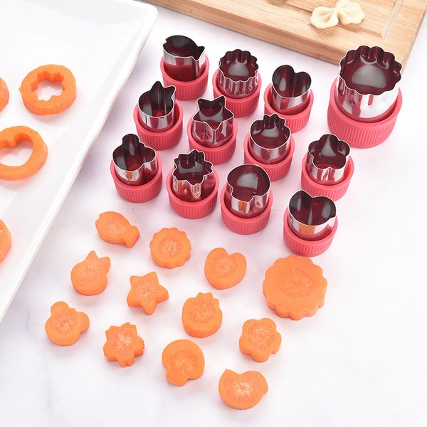 12-piece stainless steel cookie cutter set for vegetable and flower-shaped cake molds, DIY biscuit shaping tools