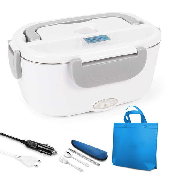 12V 24V 110V 220V stainless steel electric lunch box for car, home, and office, portable food warmer container set for kids