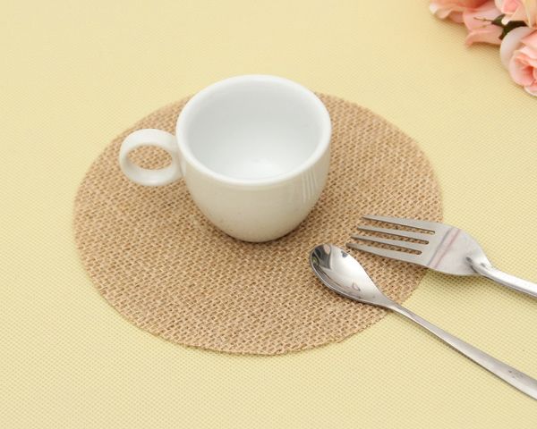 15cm natural jute round placemat, handmade vintage burlap table decor for Christmas, weddings, and parties