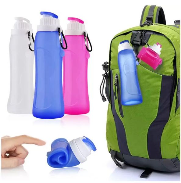 17oz collapsible silicone travel mug, a portable foldable water bottle ideal for outdoor sports and custom gifts