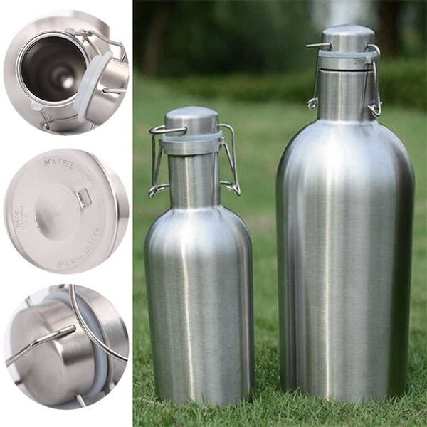 1L/2L 32oz/64oz stainless steel insulated water bottle for sports and outdoor activities