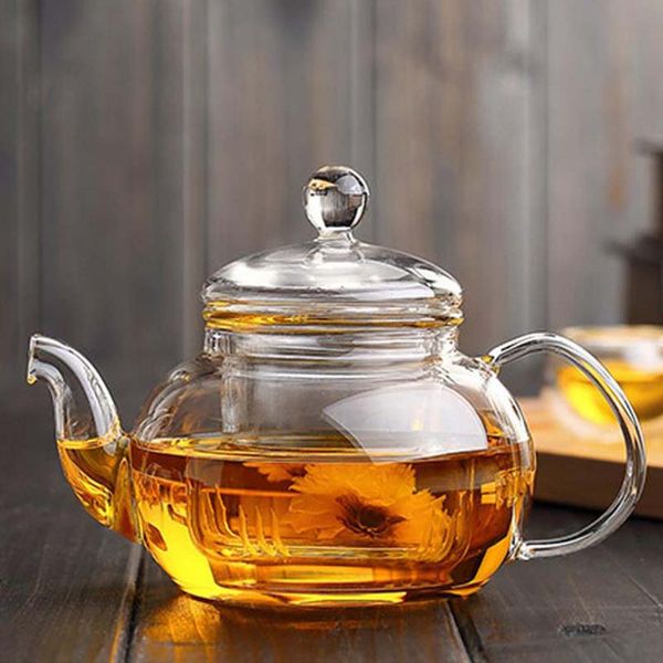 1PC New Practical Resistant Bottle Cup Glass Teapot with Infuser Tea Leaf Herbal Coffee 400ML free shipping