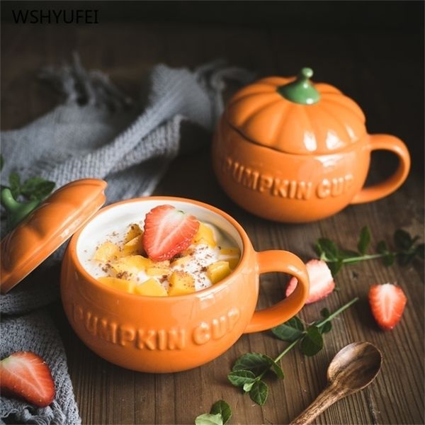 1pcs Adorable Ceramic Coffee Mug with Lid, Perfect for Milk, Oatmeal, or Funny Pumpkin-Themed Halloween Gifts