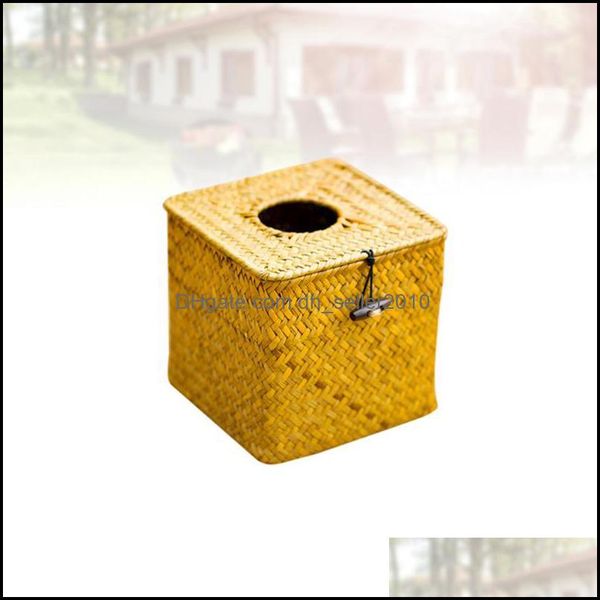 1Pcs Bamboo Knitted Storage Box for Tissues and Napkins, Practical Holder for Car or Home Use