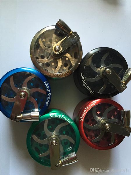 1PCS Hand Crank Tobacco Grinder with 50mm 4-Part Zinc Alloy Design and Clear Top, Free Shipping Included
