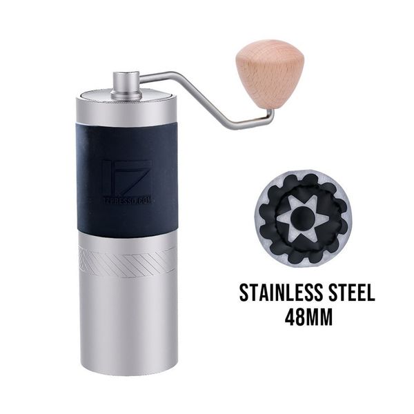 1ZPRESSO JX Manual Coffee Grinder with 48mm stainless steel conical burrs, portable hand mill featuring quick disassembly (Model 210309)