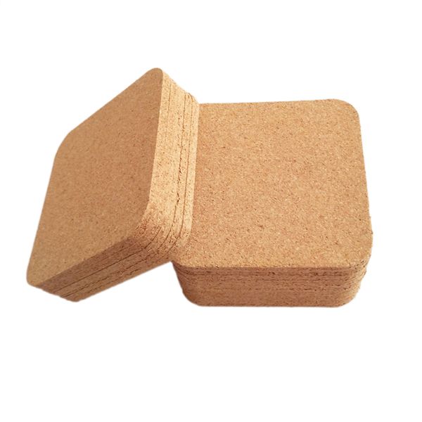 20 eco-friendly square wooden coasters with cork backing, heat-resistant for bowls and cups, model Y200328