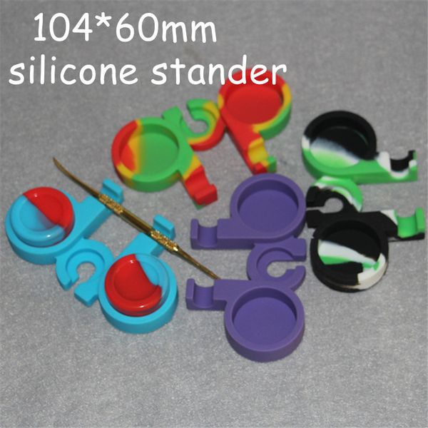 20 silicone bases for holding 5ml tools, measuring 32x18mm, with wax oil jars and dab container stands