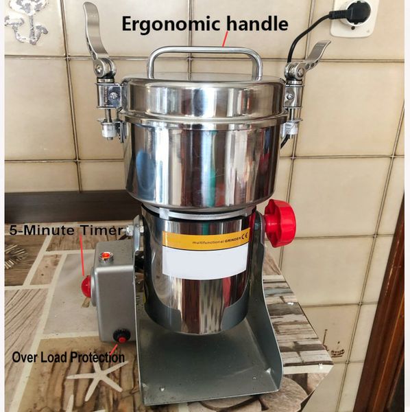 2000g grain and spice grinder for home use, milling herbs, cereals, coffee, and dry foods into flour or powder