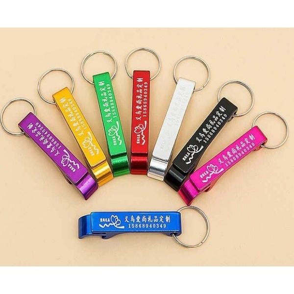 200pcs/lot personalized aluminum beer bottle opener keychains with laser logo, ideal for wedding favors and gifts