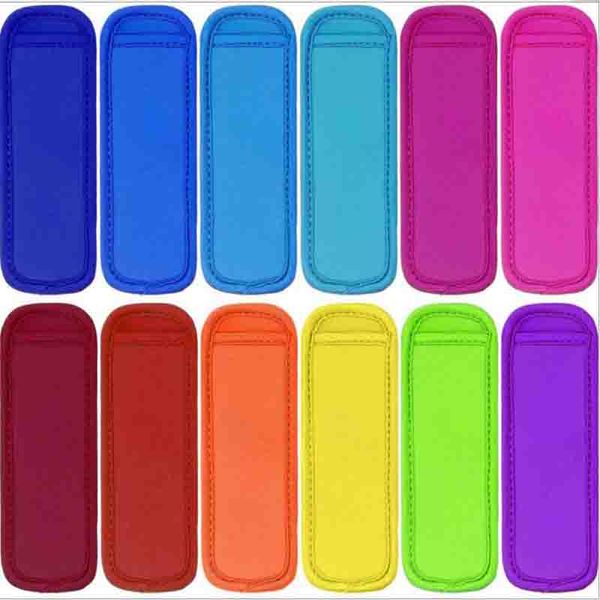 200-piece quick-ship multicolor popsicle sleeves, 18x6cm neoprene freezer covers for kids' ice cream treats