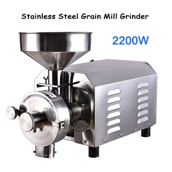 2021 commercial grain mill with 2.2kW power for chilli powder processing, featuring stainless steel construction for spice and herb grinding, available in 220V/110V models