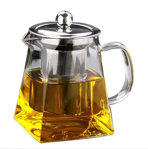 2022 transparent borosilicate glass teapot with stainless steel infuser for loose leaf tea, heat-resistant for home use