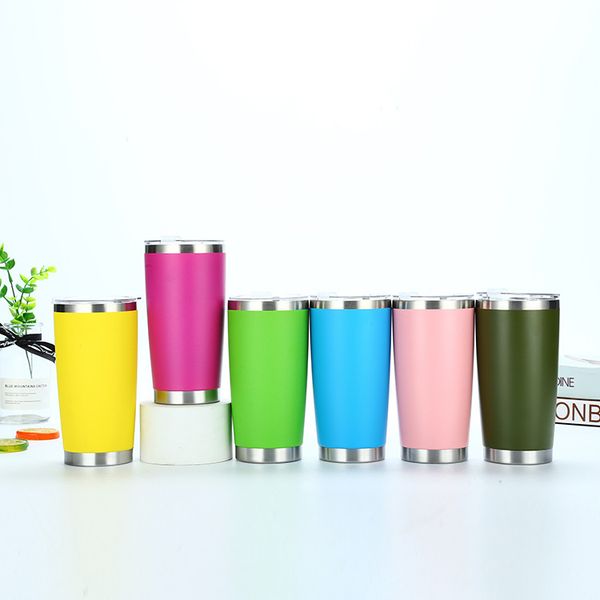 20oz insulated stainless steel tumbler with flip lid for hot and cold beverages