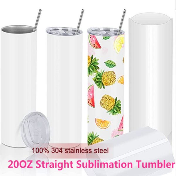 20oz stainless steel tumblers with straw for DIY sublimation, vacuum insulated 600ml cups ideal for coffee and drinks on the go