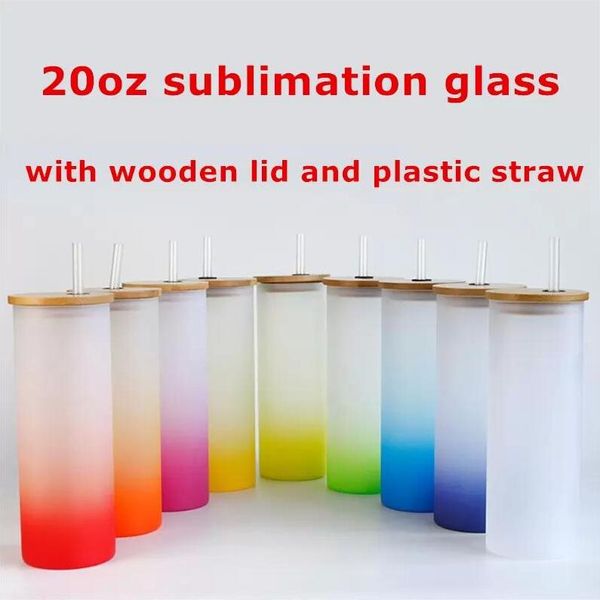 20oz sublimation gradient straight glasses for DIY multicolor wine and beer cups, perfect for heat transfer drinking mugs