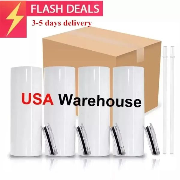 20oz sublimation-ready stainless steel tumblers with insulated design and included metal straw