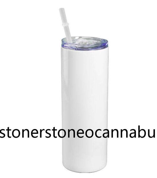 20oz sublimation-ready stainless steel tumblers with lids and straws for coffee or drinks