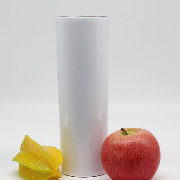 20oz sublimation-ready stainless steel tumblers with tapered or straight design, ideal for coffee or water, shipped free