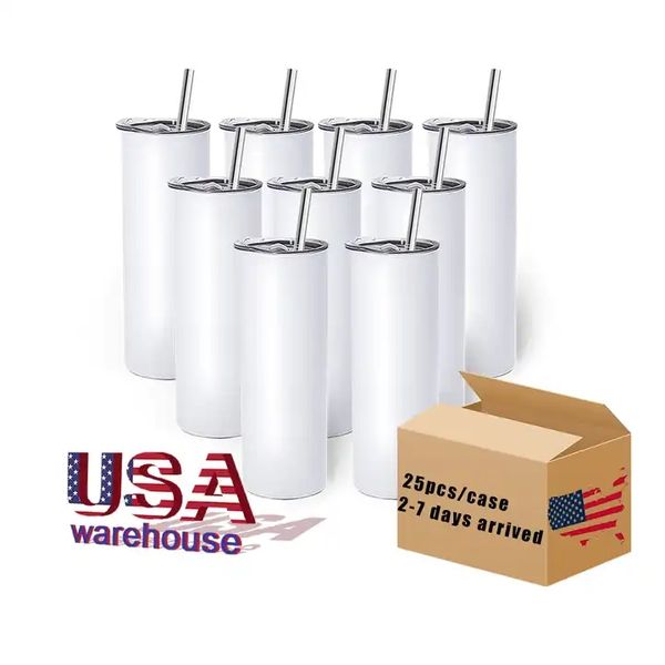20oz white straight sublimation tumblers with straw for heat press