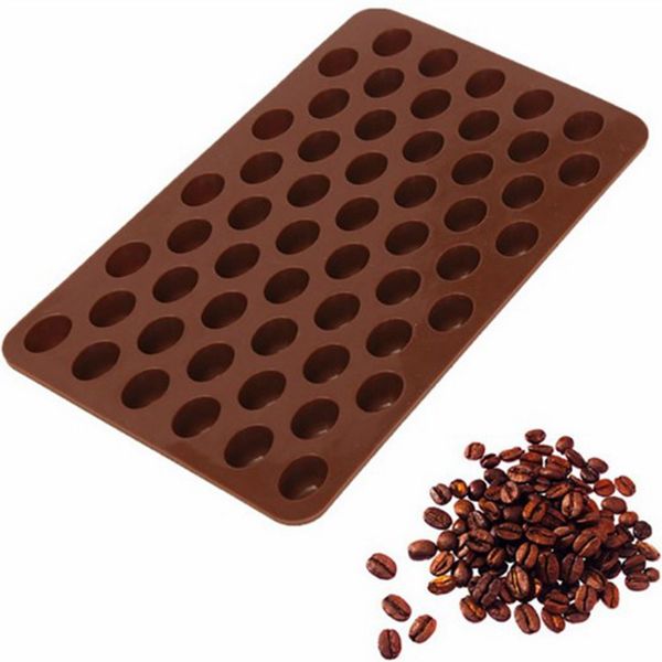 20-piece bakeware set featuring food-grade silicone mini coffee bean molds with 55 grids, perfect for crafting chocolates and candies, measuring 18.5x11x1.4cm