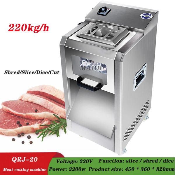 220V fully automatic electric meat slicer for shredding, dicing, and cutting vegetables with 220kg/hour capacity