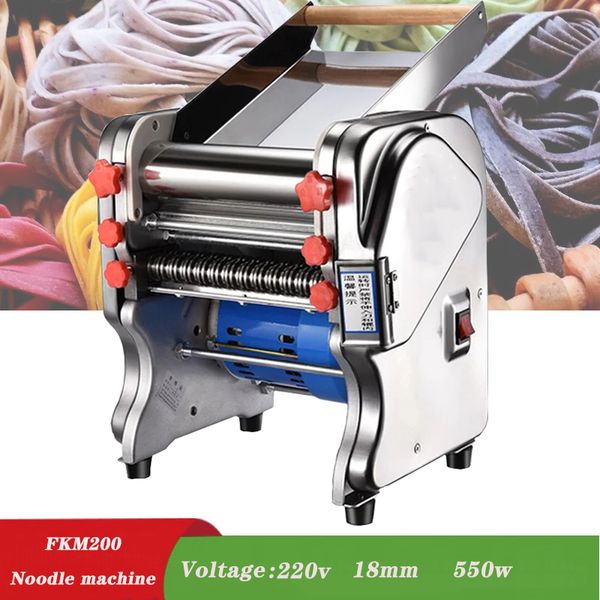 220V stainless steel electric dough roller with interchangeable roller and blade for noodles, pasta, and dumplings