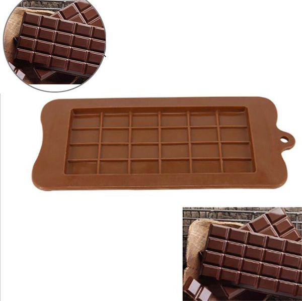 24-grid DIY silicone chocolate mold for making square dessert bars, ice cubes, cakes, and candies