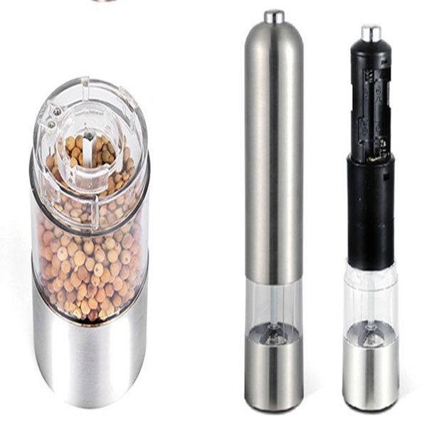 24pcs/lot Latest Electric Pepper Grinder in Stainless Steel for Kitchen Seasoning in Restaurants
