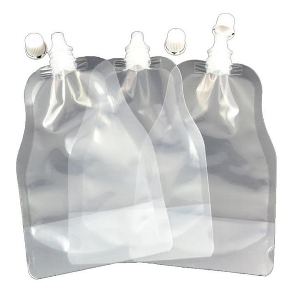 250ml transparent plastic beverage pouch with spout for juice, milk, or coffee