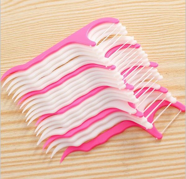 25-piece set of plastic dental toothpicks with cotton floss for oral hygiene, packed in convenient bags with DHL shipping option