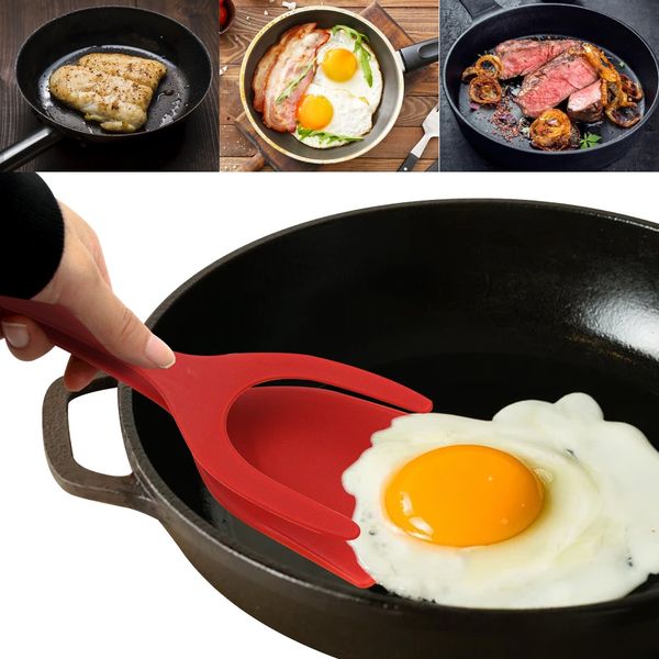 2-in-1 kitchen tool set with silicone spatula for omelettes, toast, pancakes and eggs