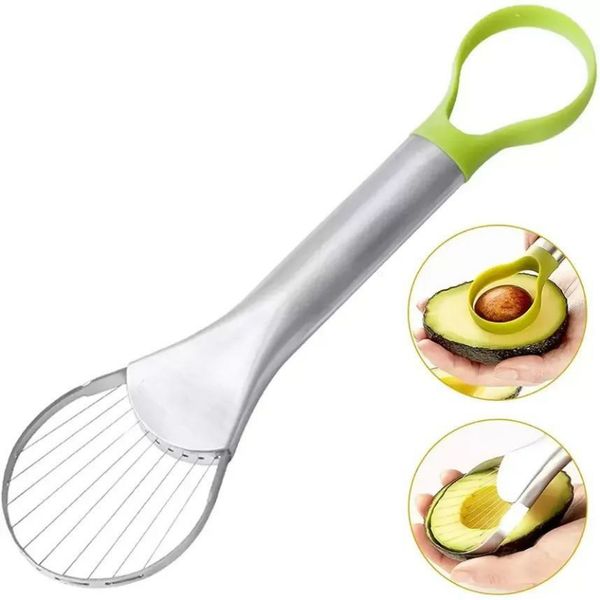 2-in-1 stainless steel avocado slicer and fruit corer kitchen tool