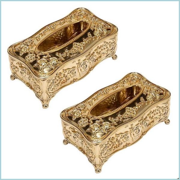 2X Gold Acrylic Napkin Holder for Restaurants and Homes with Tissue Boxes and Napkins, 2021 Household Delivery Packing