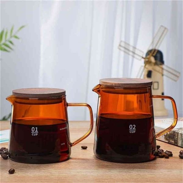 300-500ml clear glass coffee server with strawberry design, pour-over dripper set, and filters for barista use
