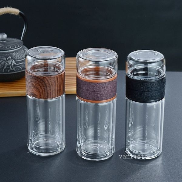 300ml heat-resistant double-walled glass tea bottle with strainer