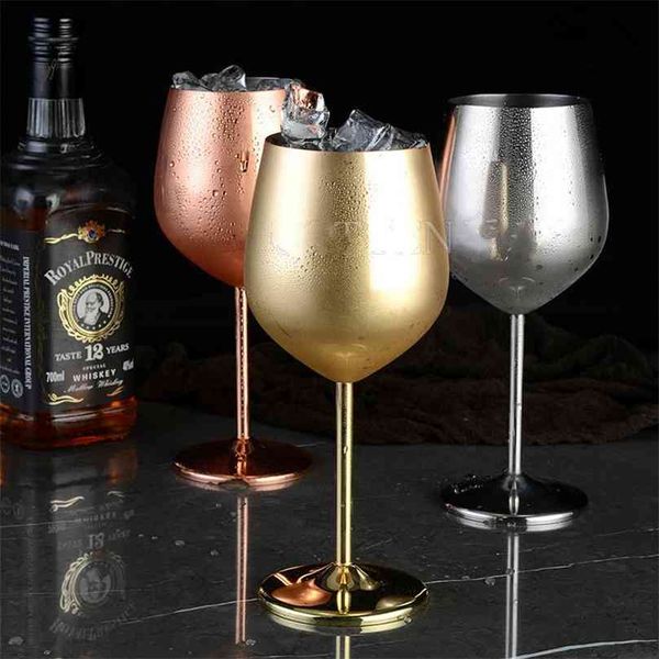 304 stainless steel goblet with copper plating, single-layer design, 500 ml capacity for wine or champagne