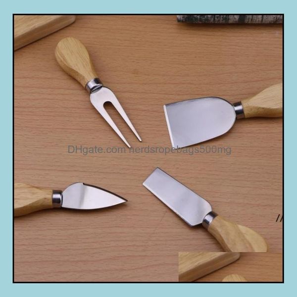 30-piece wooden-handled cheese knife set in a black box for kitchen and dining use